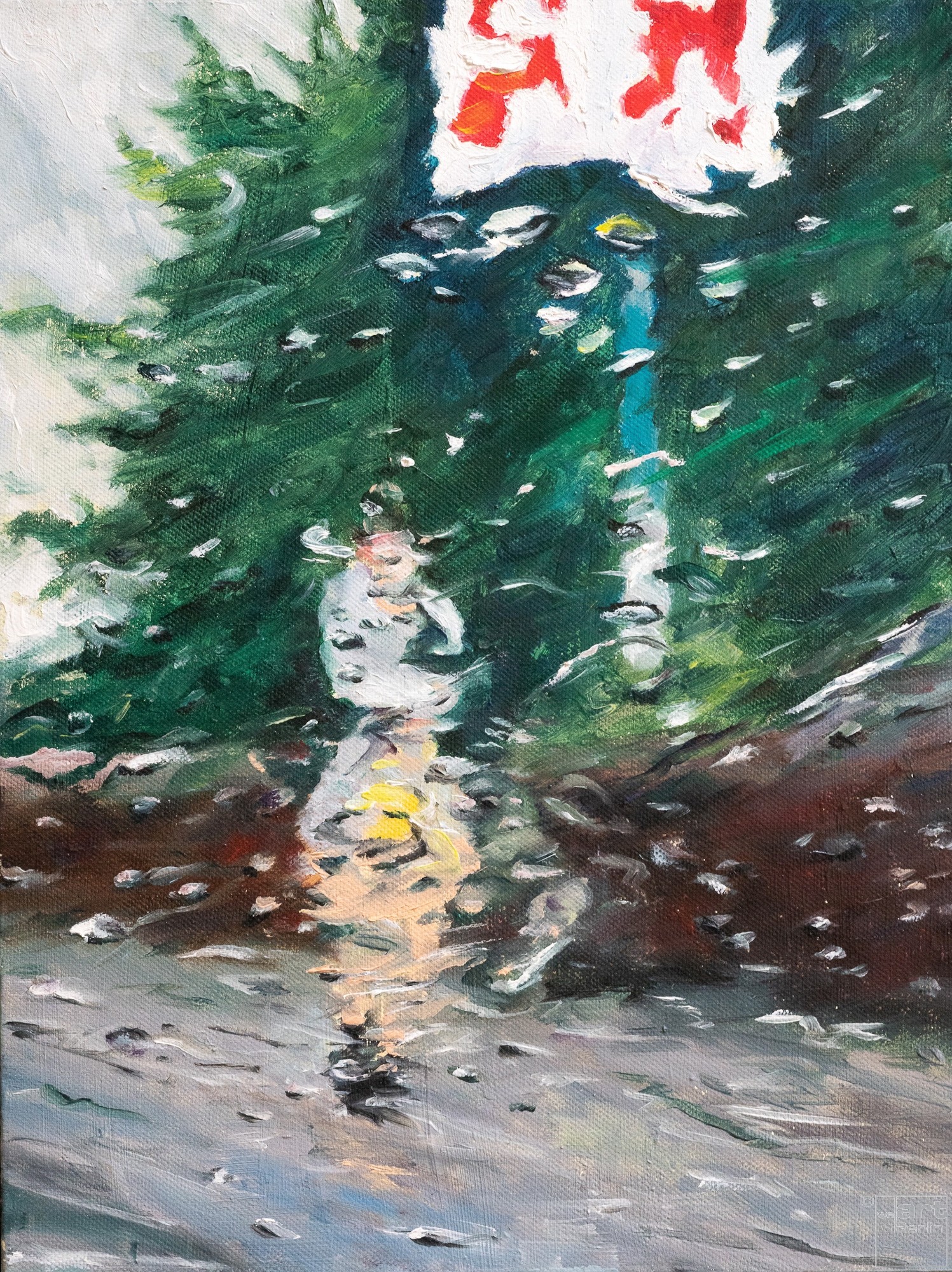 Run errands in the rain I | Malerei von Künstlerin Simone Westphal, Öl auf Leinwand