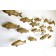 Forellenschwarm (aus 10) | Künstler Marek Schovanek | Fisch Plastiken aus Holz, Beispielansicht der Installation an der Wand
