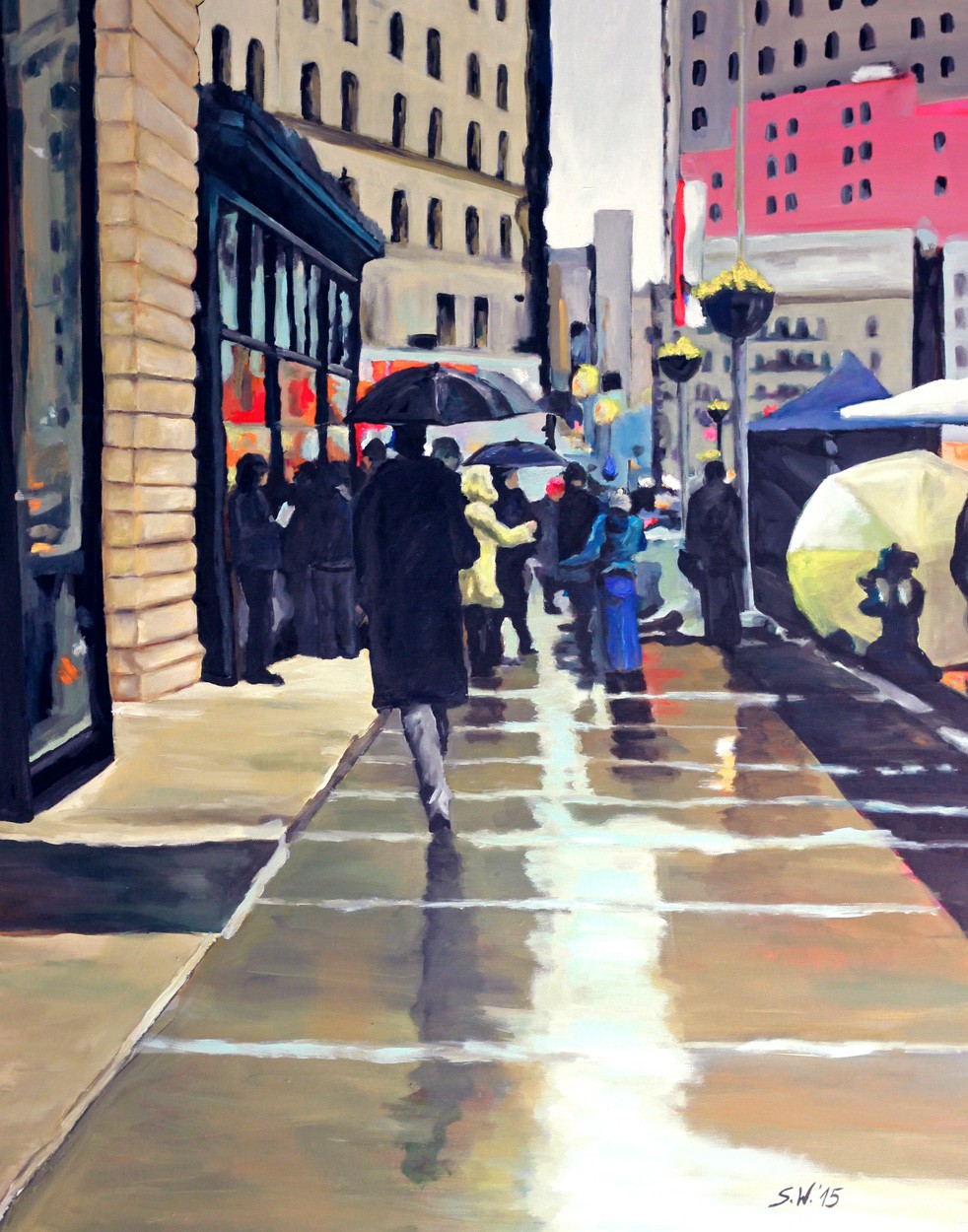 New York im Regen | Malerei von Künstlerin Simone Westphal, Acryl auf Leinwand