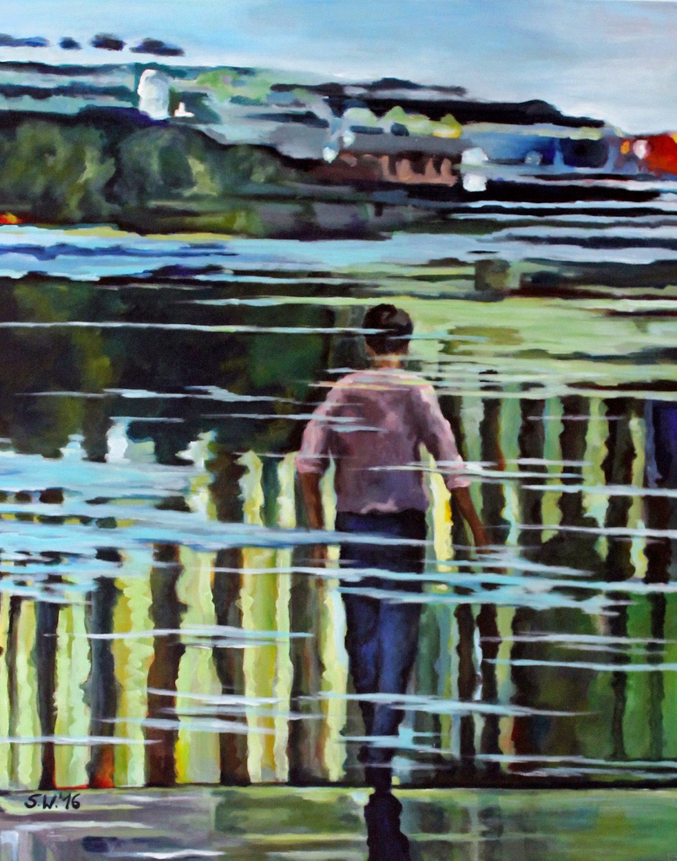 Du im Wasser | Malerei von Künstlerin Simone Westphal, Acryl auf Leinwand