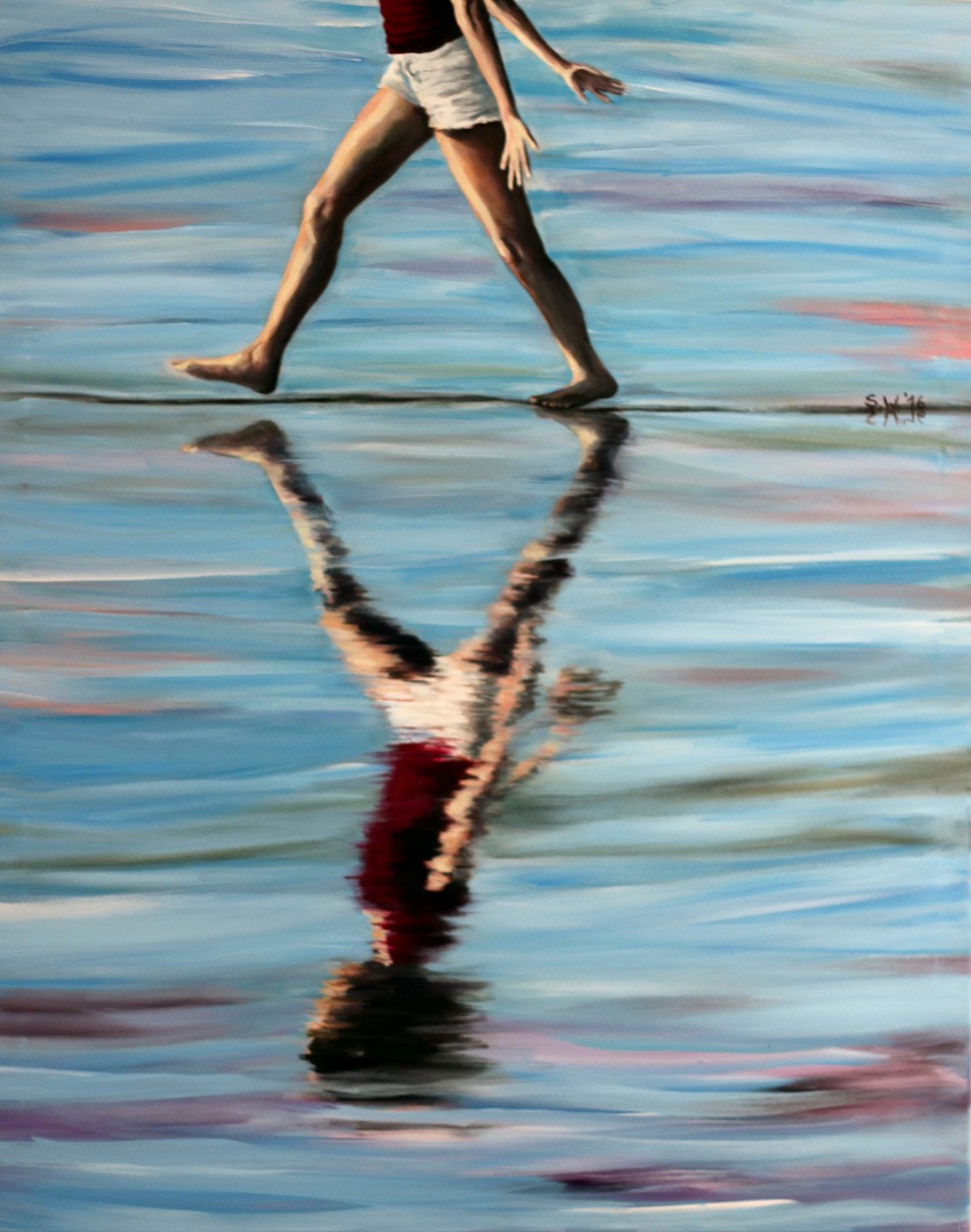 Der Schritt | Malerei von Künstlerin Simone Westphal, Acryl auf Leinwand