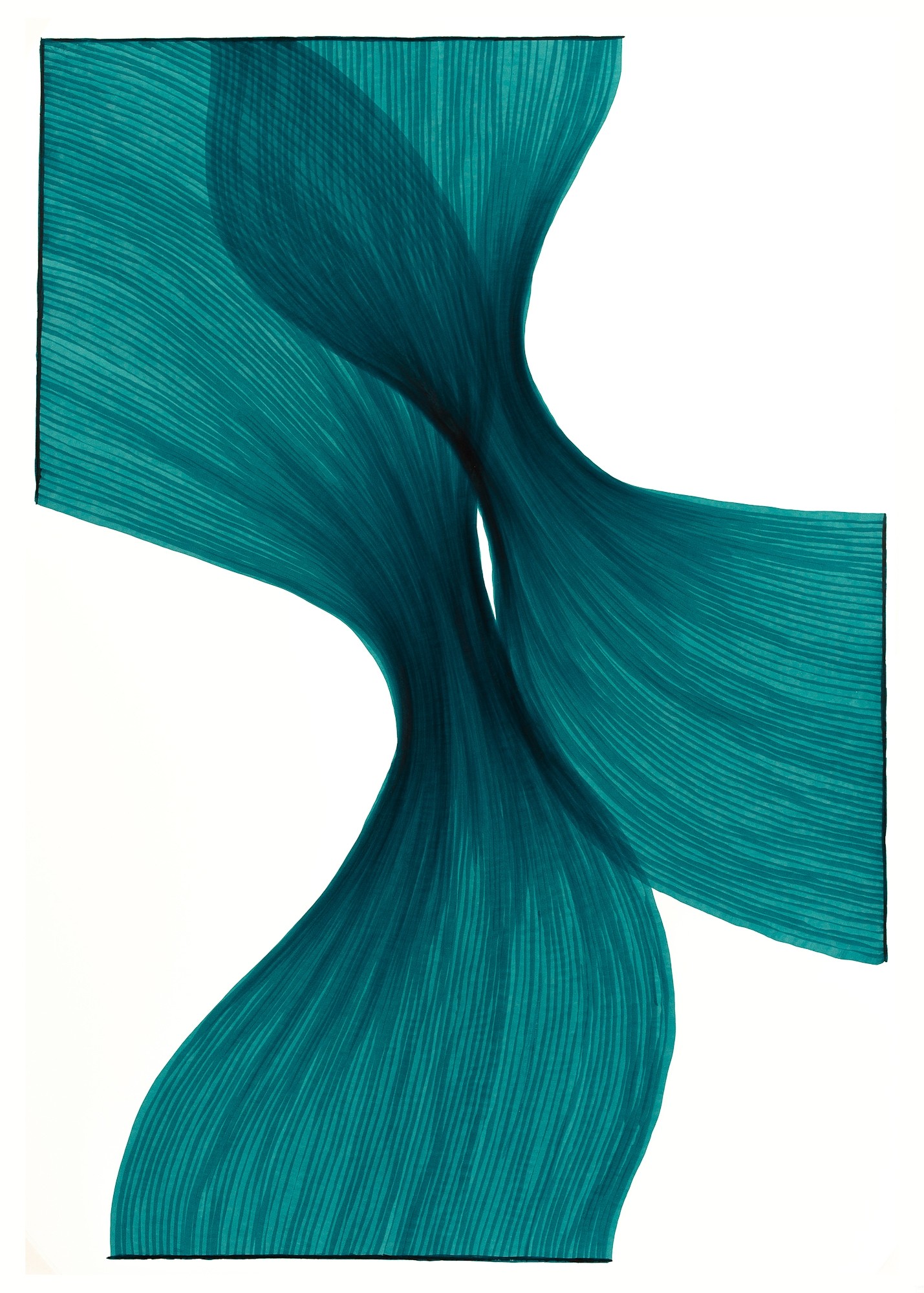 Aqua Sheer Folds | Lali Torma | Zeichnung | Kalligraphietusche auf Papier