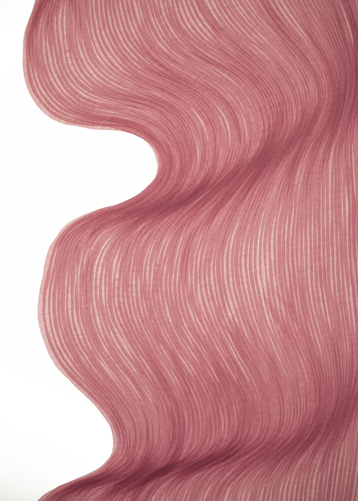 Raspberry Cream Fold | Lali Torma | Zeichnung | Kalligraphie Tinte auf Papier - Detail