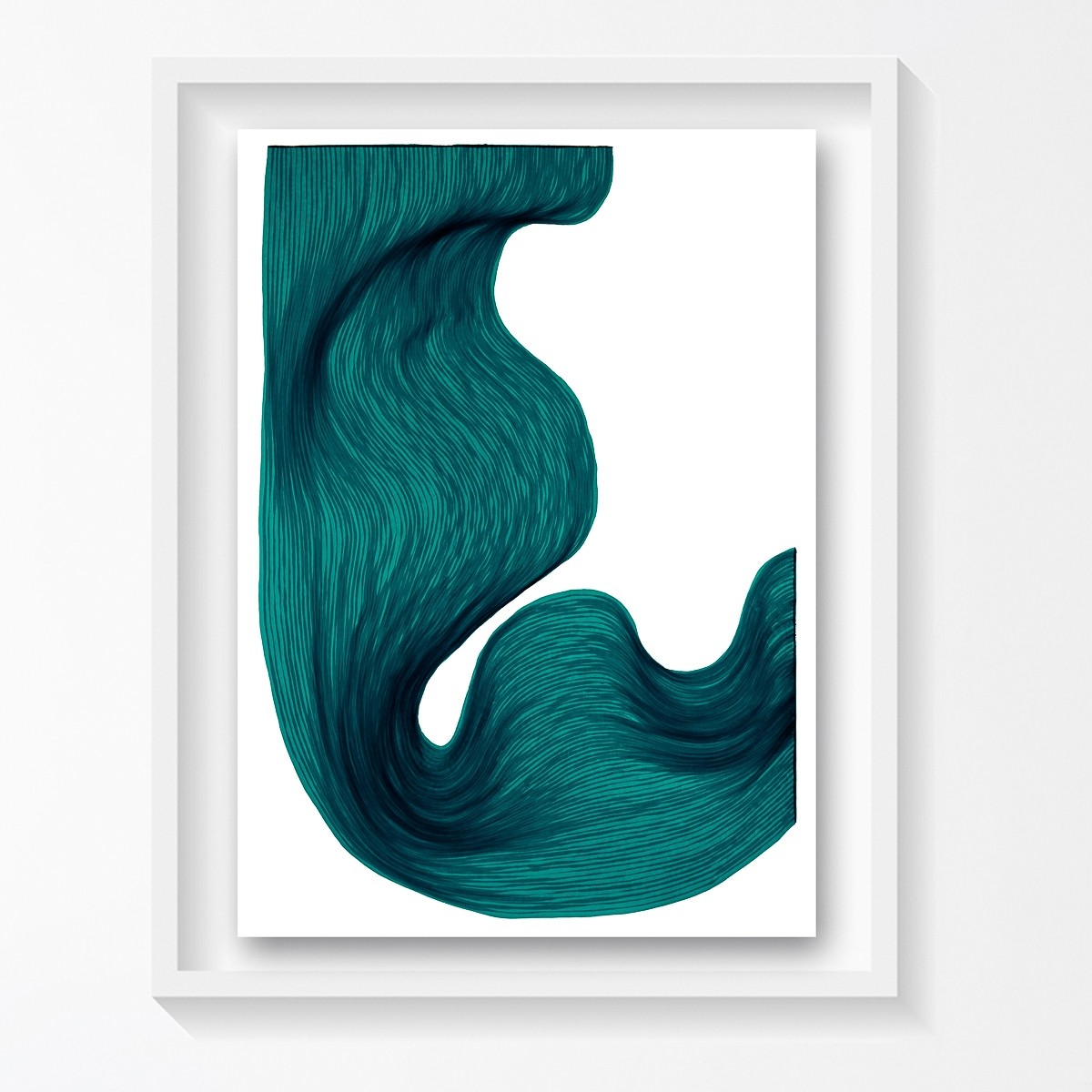 Sea Green  | Lali Torma | Zeichnung | Kalligraphietusche auf Papier, gerahmt
