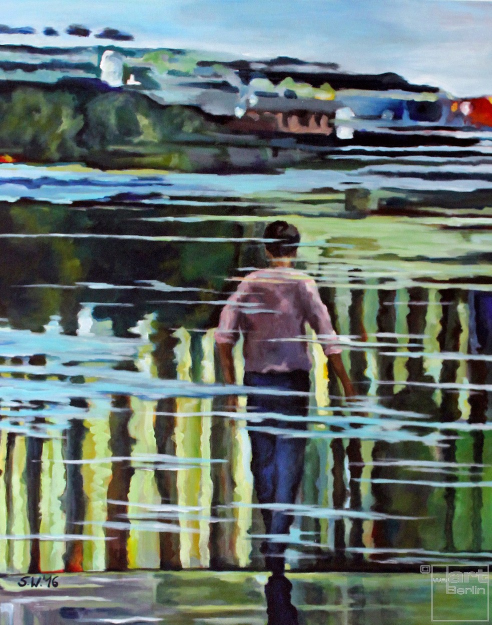 Du im Wasser | Malerei von Künstlerin Simone Westphal, Acryl auf Leinwand