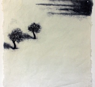 Two trees in the snow | Painting by Simone Westphal | pulp painting, impressionist