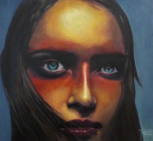 Black - Red - Gold | painting by Eva Nordal | oil on cotton, realistic art