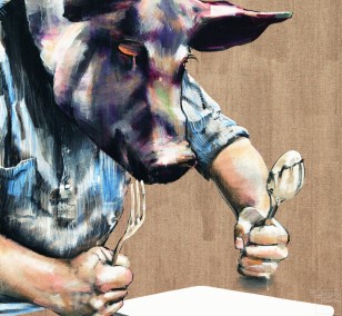 Pig's glory | painting by Holger Weissflog, innerfields | acrylic on canvas, urban art