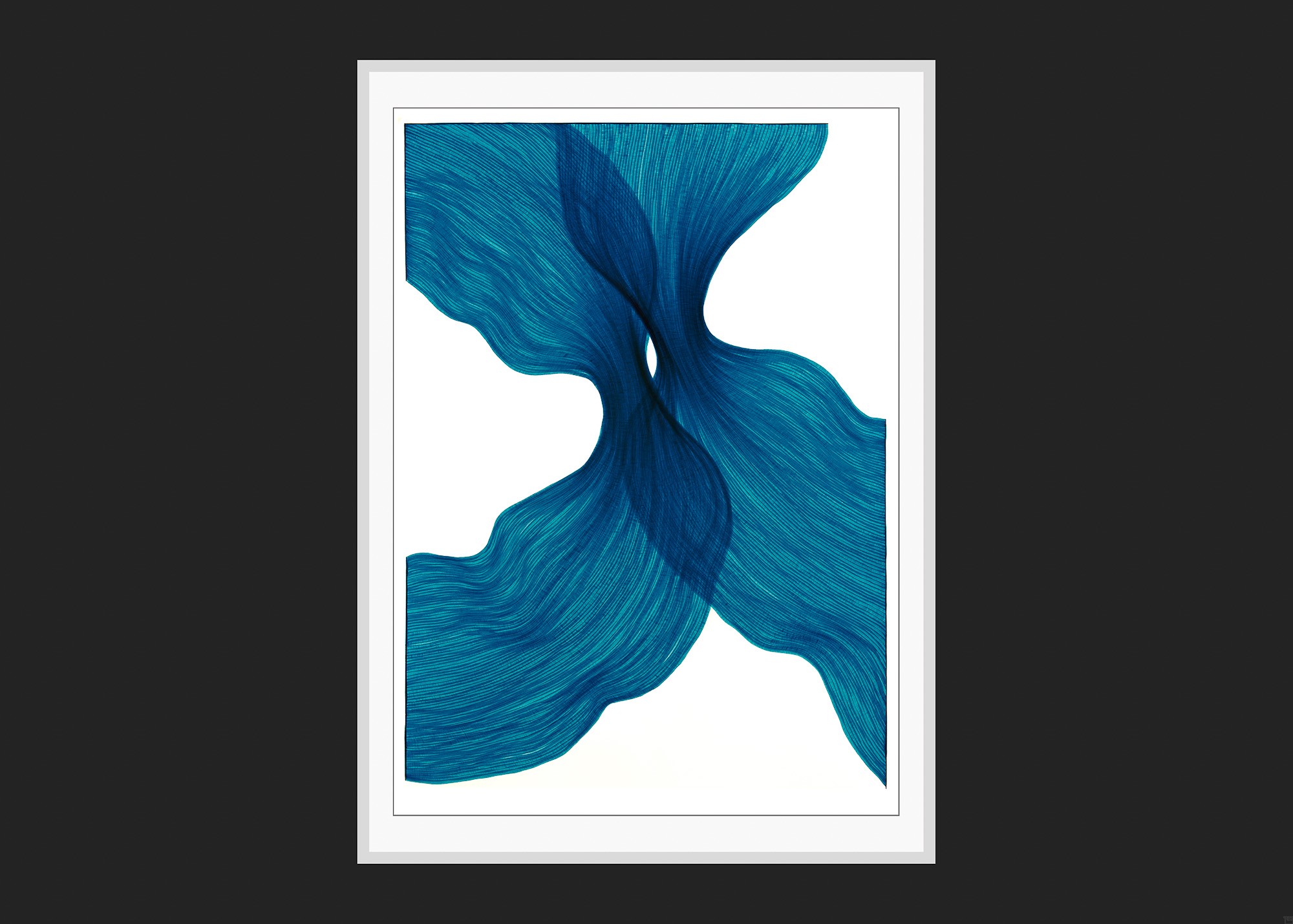 Sea Blue Sheer Folds | Lali Torma | Zeichnung | Kalligraphietusche auf Papier - 3
