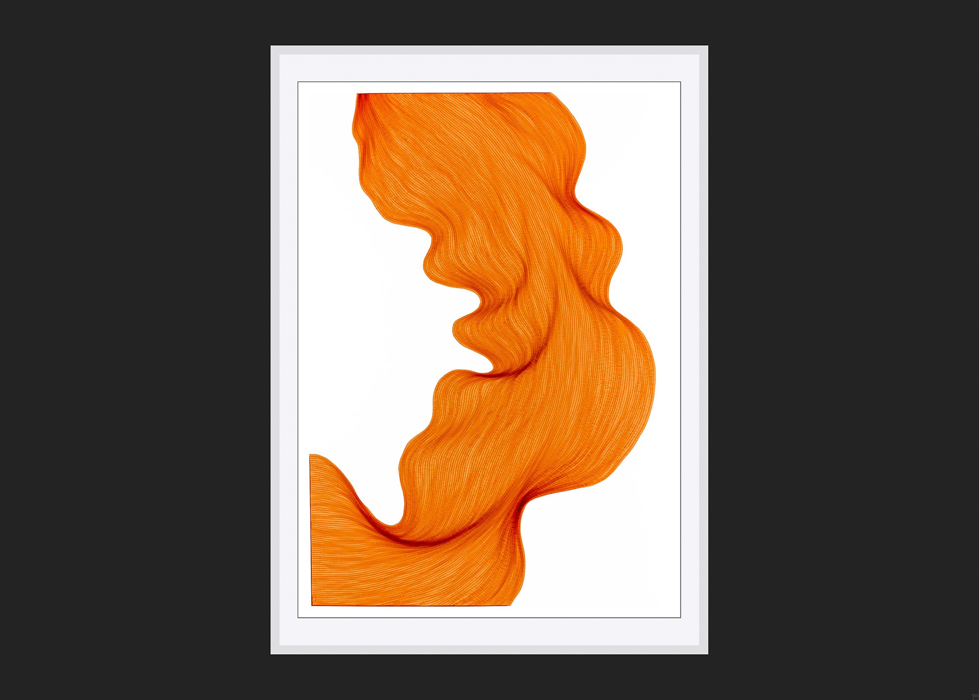 Bubbly Orange | Lali Torma | Zeichnung | Kalligraphie Tinte auf Papier - gerahmt