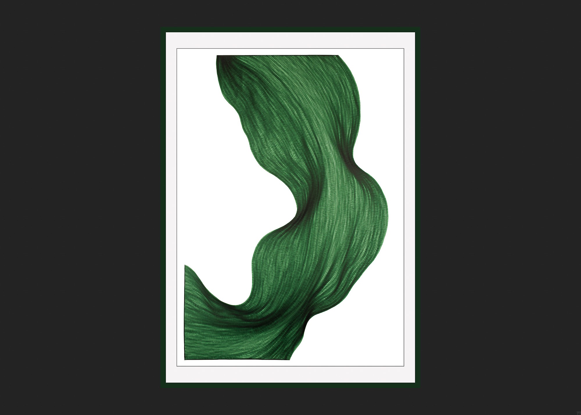Evergreen Fold | Lali Torma | Zeichnung | Kalligraphie Tinte auf Papier - gerahmt