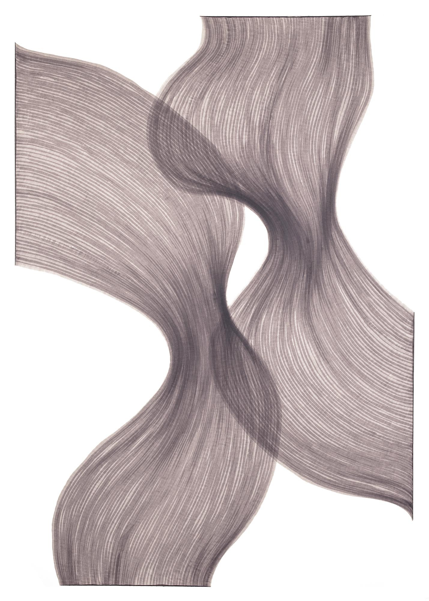 Smoky Lavender Sheer Folds | Lali Torma | Zeichnung | Kalligraphie-Tinte auf Papier