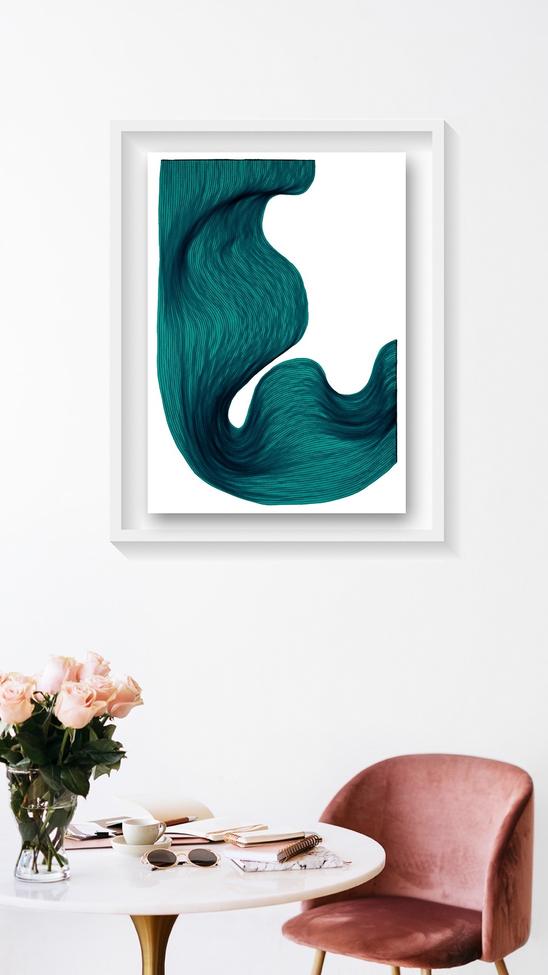 Sea Green  | Lali Torma | Zeichnung | Kalligraphietusche auf Papier, gerahmt - 2